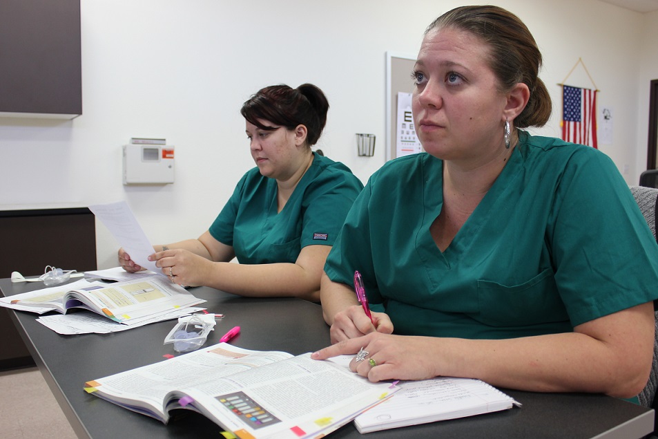 Medical assisting students in lecture setting