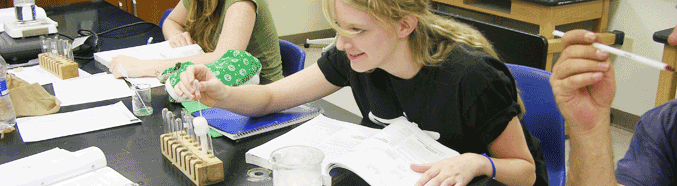 Student conducting a lab.