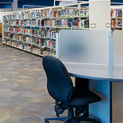Cubicle workstation in library (image)